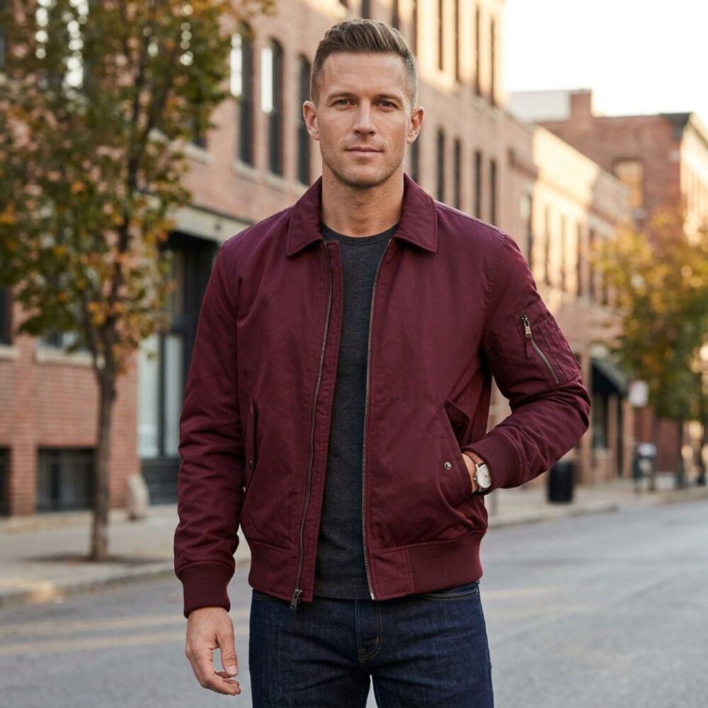 Vintage Banana Republic Excellent Men's Size S  Burgundy Bomber Jacket